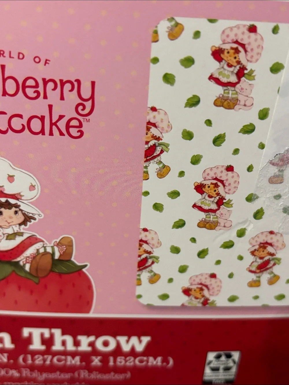 Strawberry Shortcake Custard Fall Leaves  Plush Throw Blanket NWT